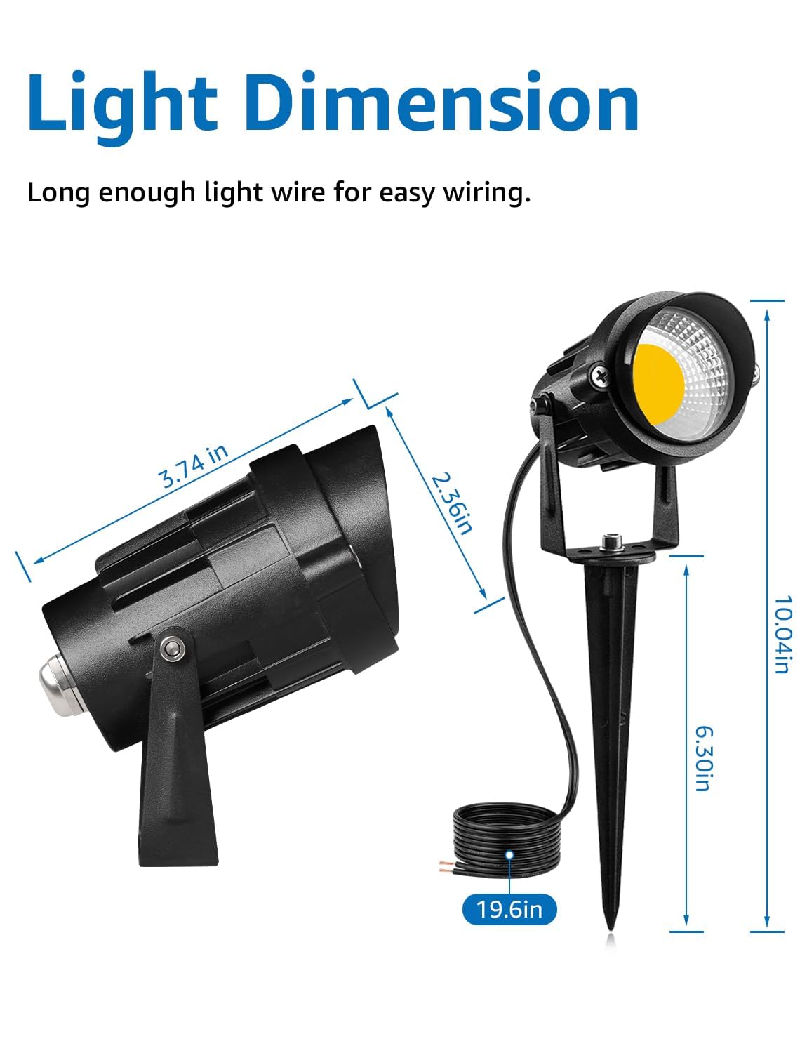 SUNVIE 12W Low Voltage LED Landscape Lights with Connectors Outdoor 12V Super Warm White 900LM Waterproof Garden Pathway Lights Wall Tree Flag Spotlights with Spike Stand 10 Pack with Connect product thumbnail 7