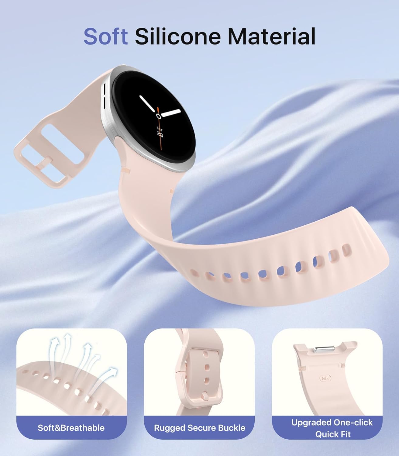 TiMOVO 6 Pack Sport Bands Compatible for Samsung Galaxy Watch 8 40mm 44mm/Galaxy Watch 8 Classic 46mm (2025), Soft Silicone Replacement Strap for Women Men - Image 3