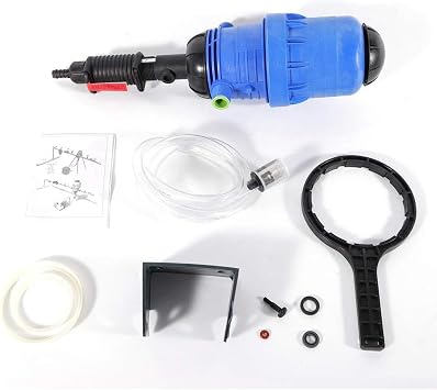 Adjustable Fertilizer Injector, 0.4%-4% Water Powered Chemical Liquid Doser Dispenser 20-2500 L/H Dosing Pump Drip Fertilizer Machine for Industry Garden Hose Livestock Blue,1