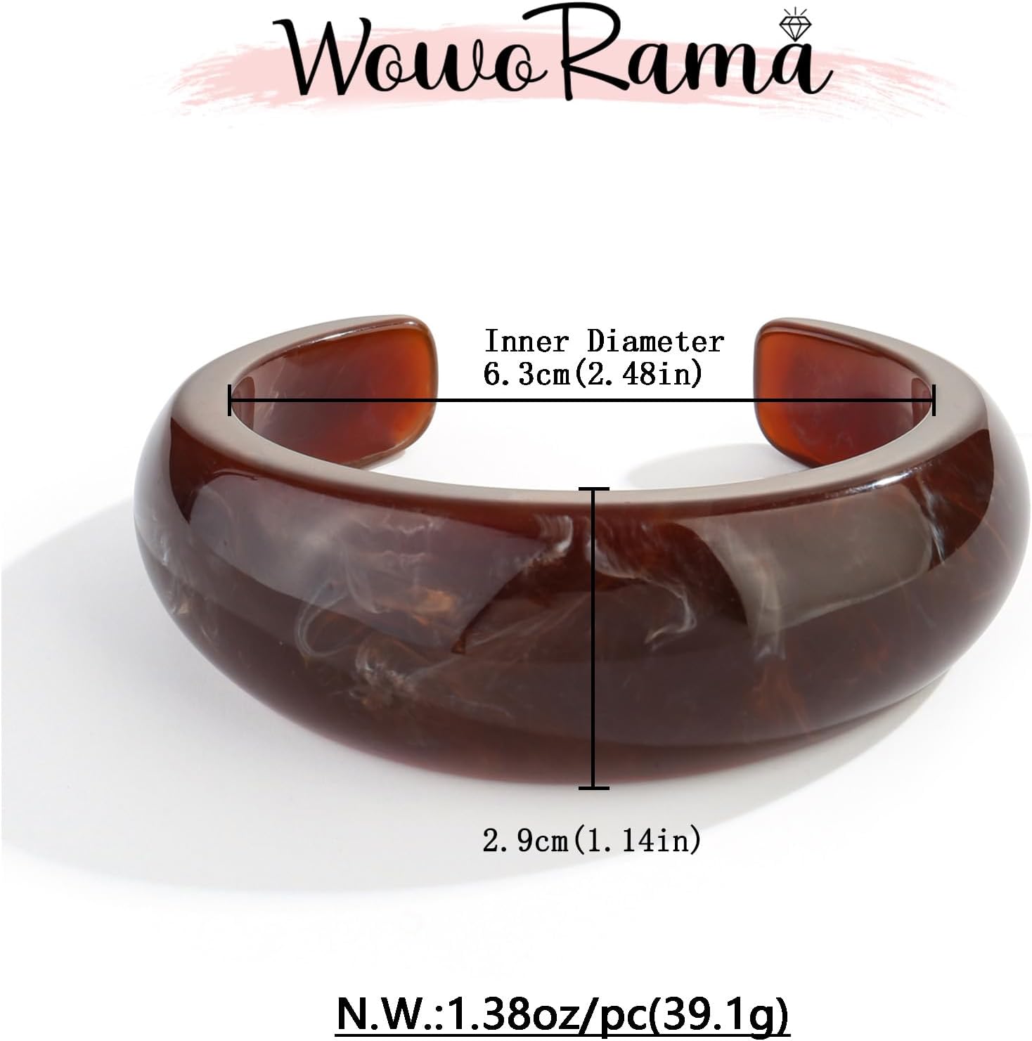 WOWORAMA Acrylic Resin Cuff Bracelet for Women Colorful Acrylic Dome Open Bangles Beige Tortoise Brown Chunky Mottled Acetate Resin Bracelets Jewelry - Image 6
