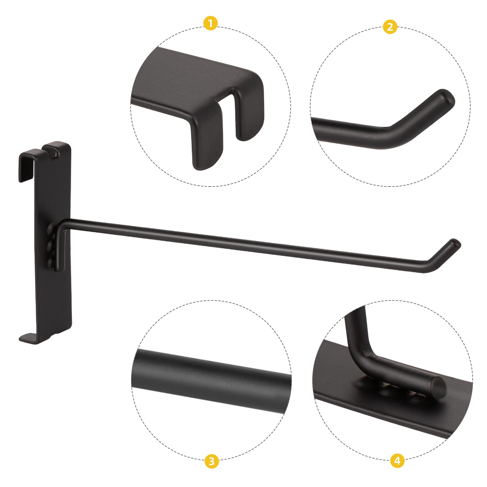Polmart Robuste Gitterwandhaken, 25,4 cm, Schwarz, 84 Stück (25,4 cm)