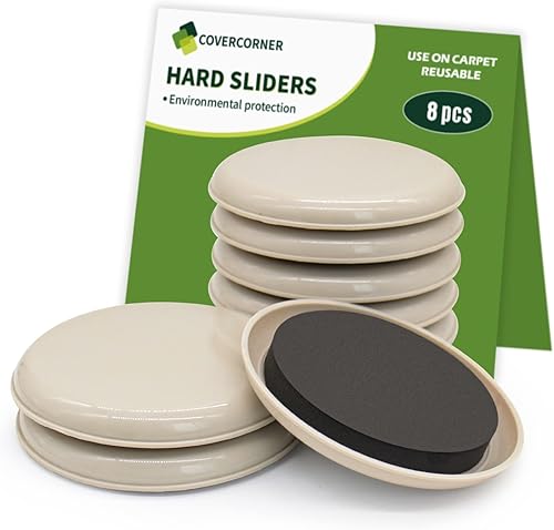 Deslizadores de muebles para alfombras, 8 unidades, 4 34 pulgadas, para muebles de 4 34 pulgadas, protectores de suelo, mueve tus muebles de forma