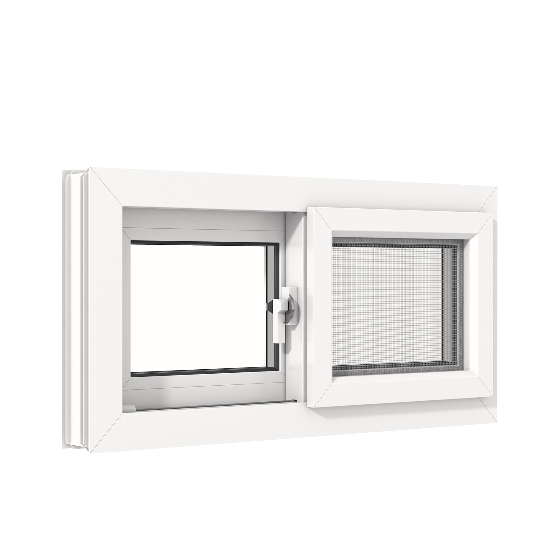 Vinyl Basement Slider Window,32" x 16" Basement Window,Removable Sliding Windows with Screen Windows,Featuring Double-Pane Insulated with Thermal Insulation Soundproof Glass?White?