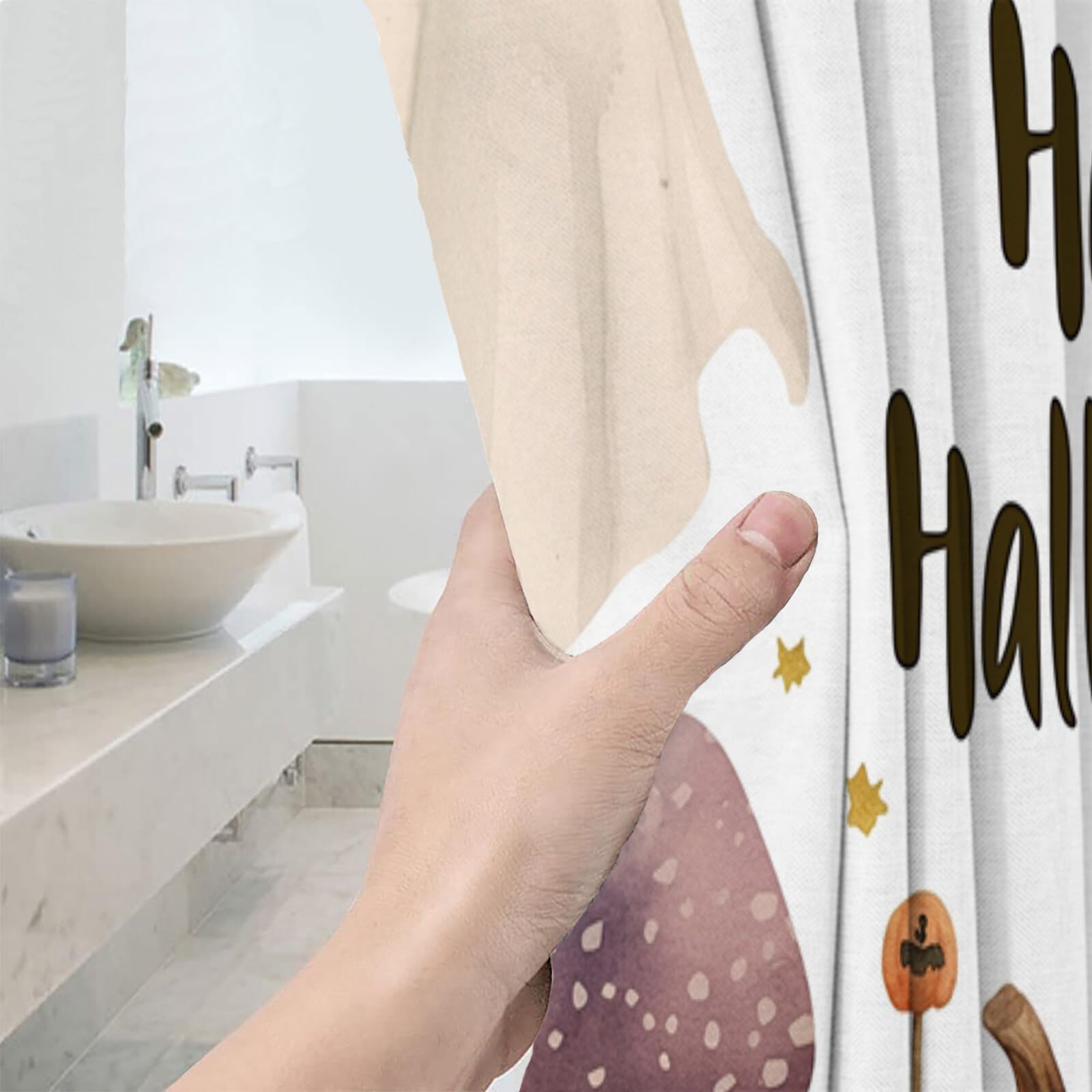 Duschvorhang Kürbispilz H240Xb200Cm | Retro Country Halloween Wasserdichter Stoff Maschinenwaschbarer Badezimmervorhang Mit Haken