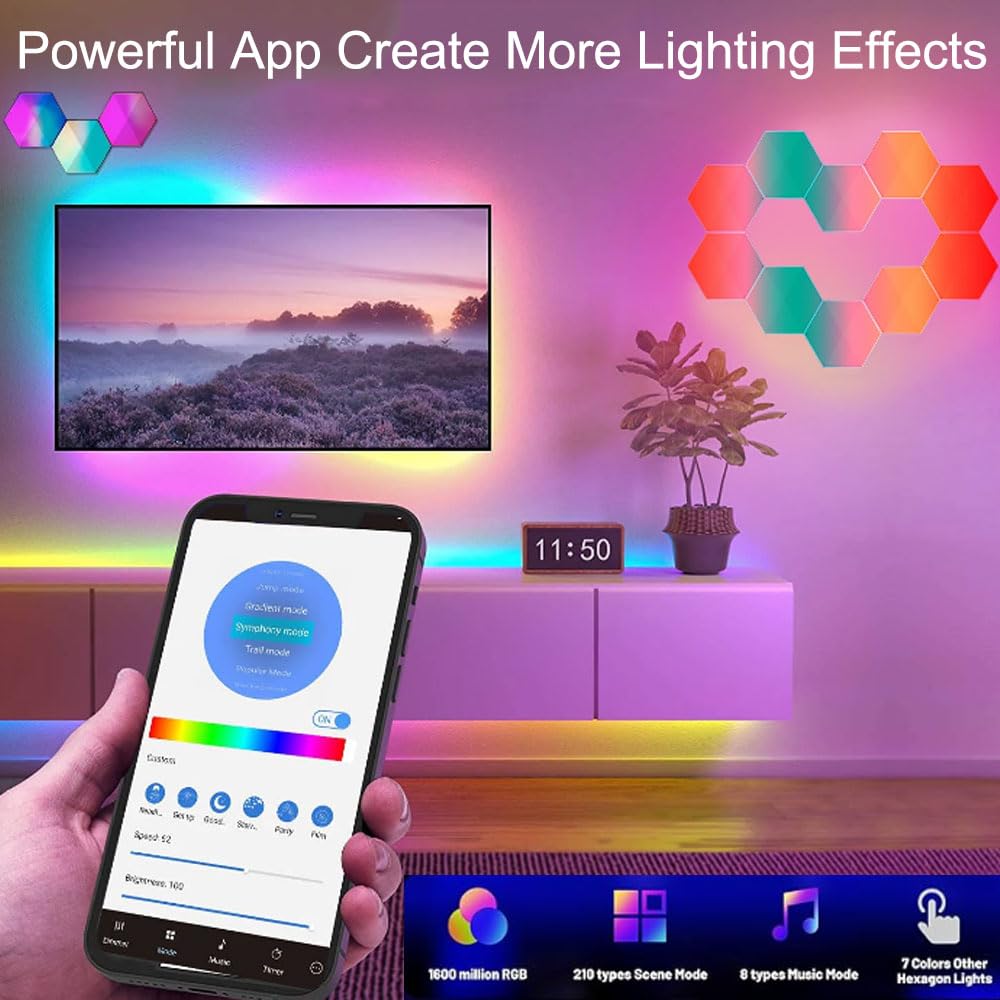 Amazon.co.jp : 六角形ライト、六角形LEDゲーミングライトパネル 