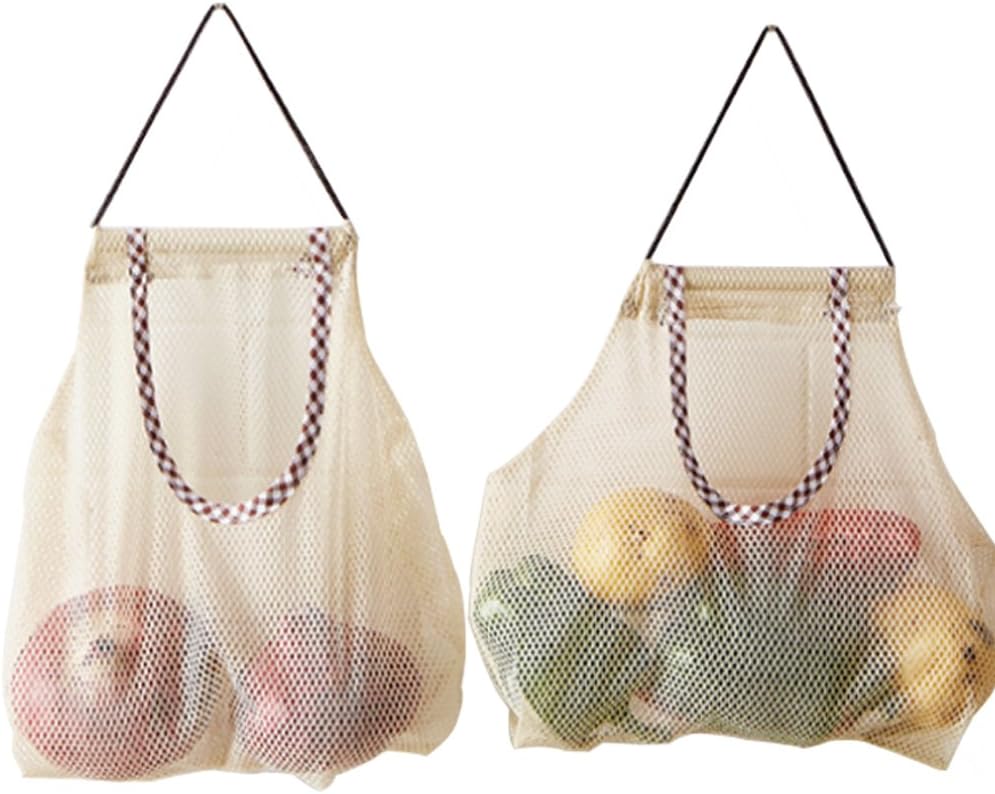 Reusable Mesh Bags Net Storage Bags Hanging Bags for Kitchen Pack of 2