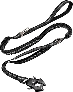 Furry friends Taktische Hundeleine, 1.3m-1.9m Bungee Reflektierend Hundeleine mit 2 Gepolsterten Griff, Starke Elastische Ruckdämpfer Führleine für Große, Mittleregroße Hunde, Schwarz product image