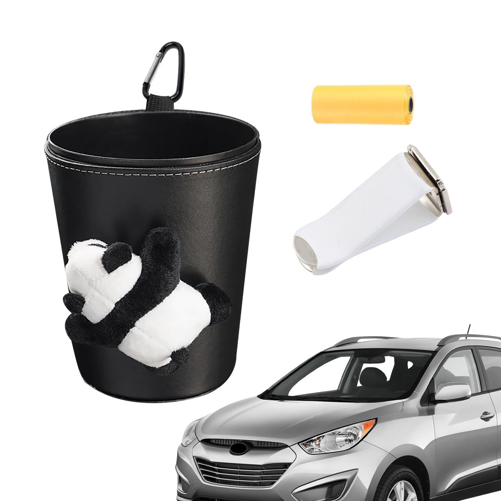 車用ゴミ箱 - 漏れ防止カーオーガナイザー,かわいいパンダ車両ゴミ箱 SUV トラック バン用 自動車用ゴミ箱 ロードトリップの必需品 子供用