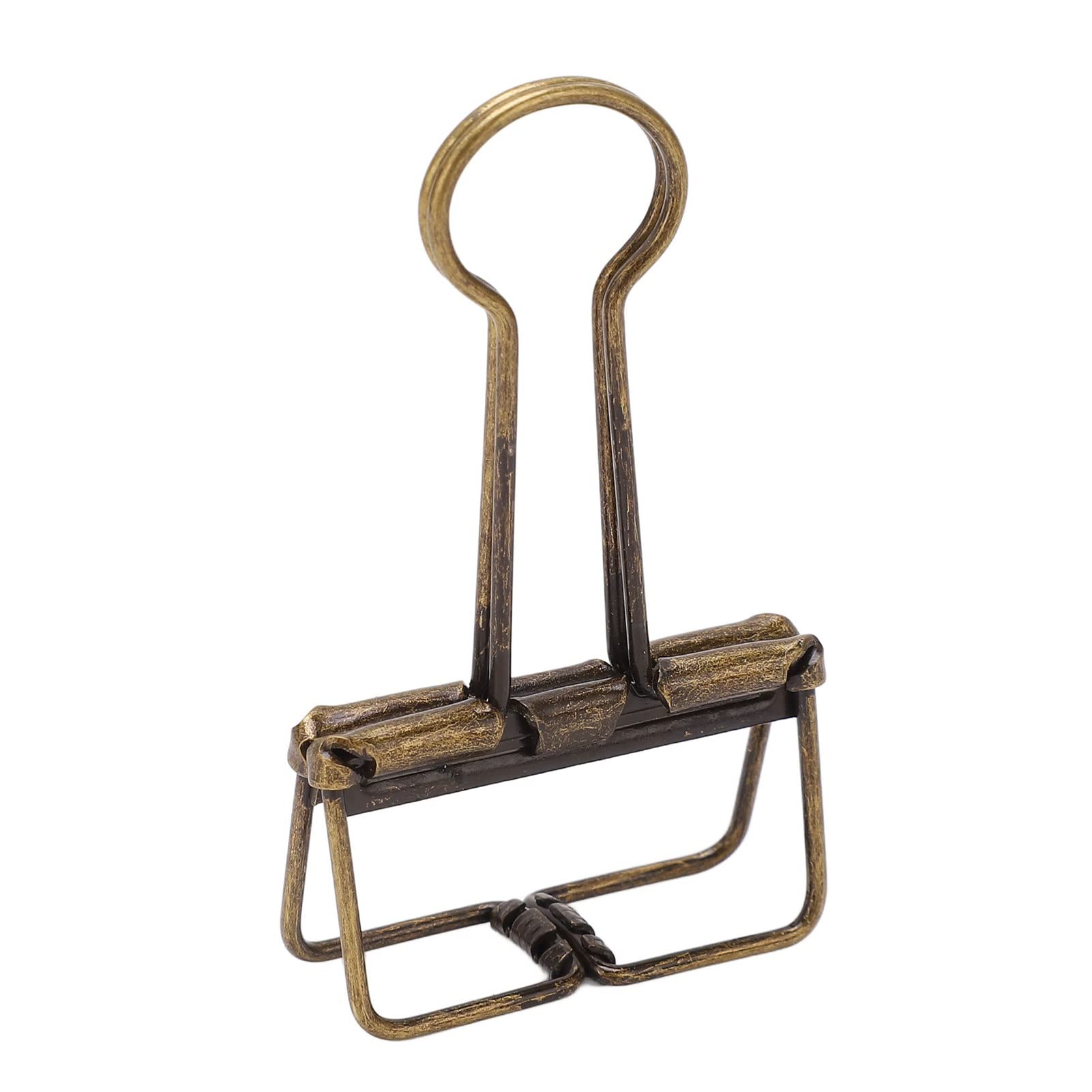 50 unidades de clips metálicos para encuadernar de 32 mm, pequeños clips para papel con fuerte fuerza de sujeción, diseño hueco, artículos de oficina y escolares para documentos, (Bronce