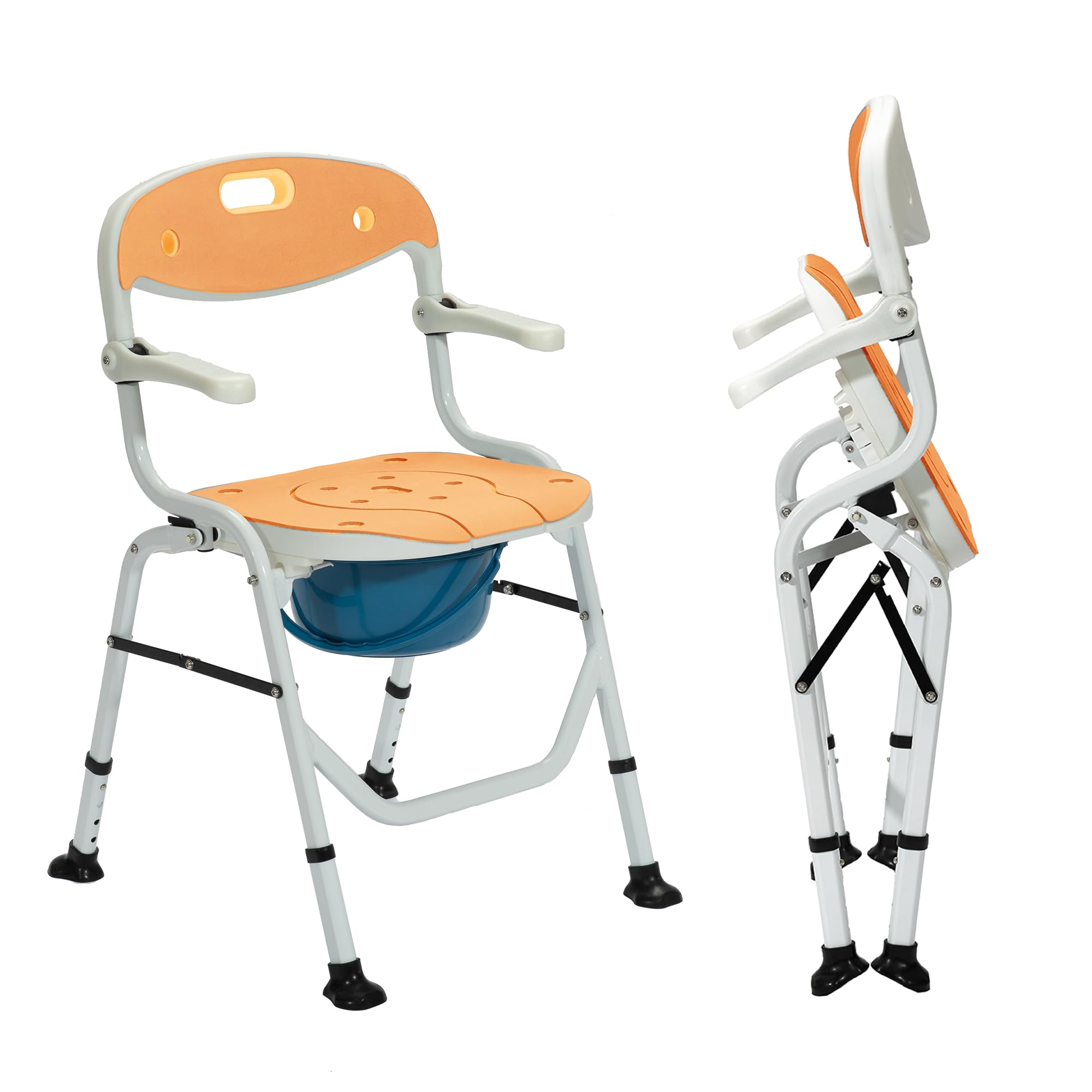 Restisland Folding Shower Chair Bath Seat for Inside Shower with Soft EVA Cushion and Detachable Commode, No Installation Required