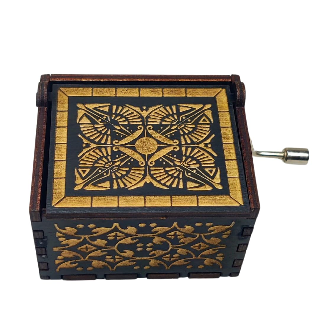 Zesta 6 Month And Above Wooden Hand Cranked Collectable Engraved Music Box (You Are My Sunshine - Black) 3