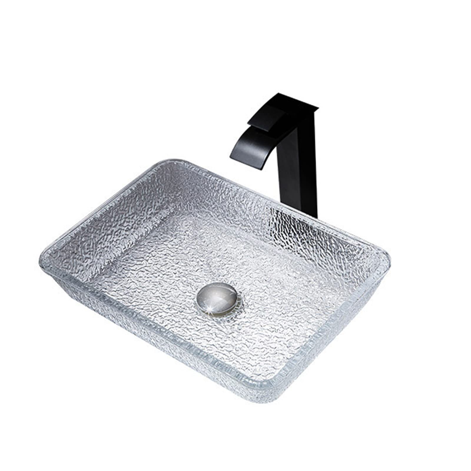 ASerZenith Bathroom Vessel Sink,Tempered Glass Vessel Sink With Brass Faucet And Drain Combo Artistic Vessel Sink Vanity Counter Top Installation(B-C)