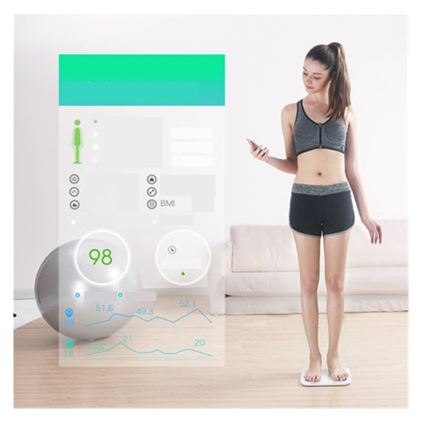 Bilance For Grasso Corporeo Smart Home For Di Precisione Misurazione Della Salute Strumento Pesatura Elettronico Preciso E Facile Da Leggere(White)