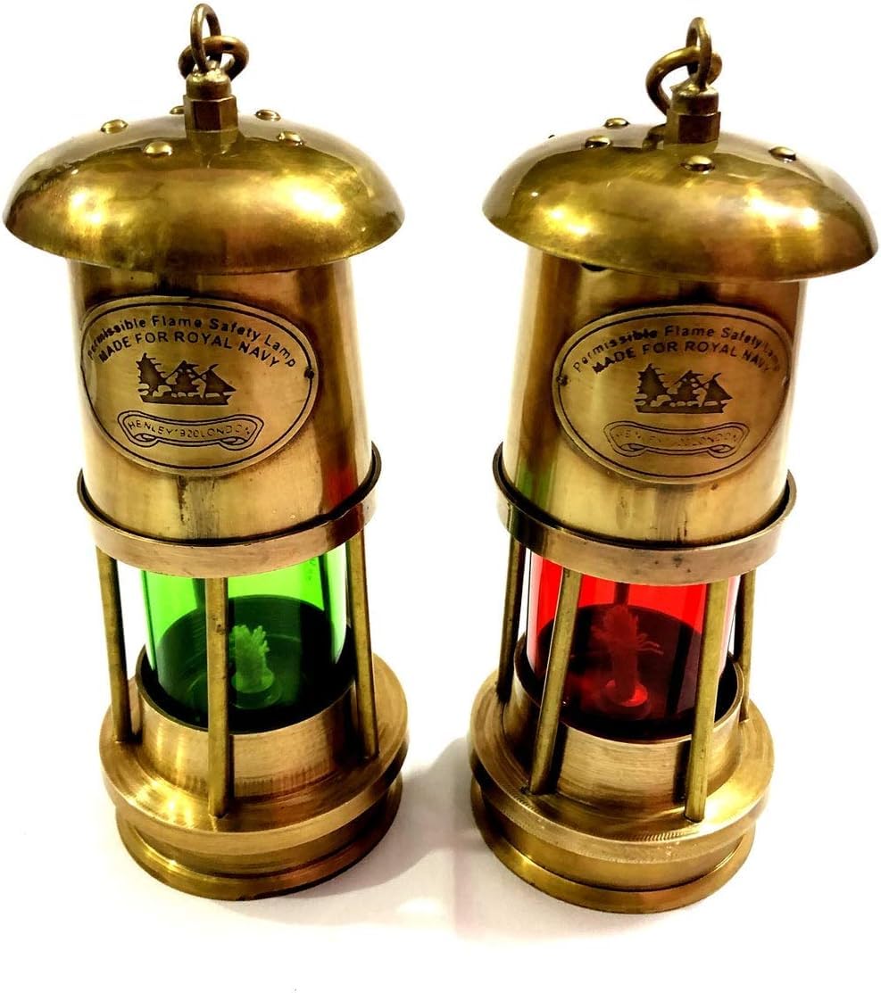 6Inch Nautical Maritime Brass Minor Oil Lamp - Antique Brass Red/Green Minor Decorative Oil Lamp Ship Boat Lantern Decor Christmas Gift