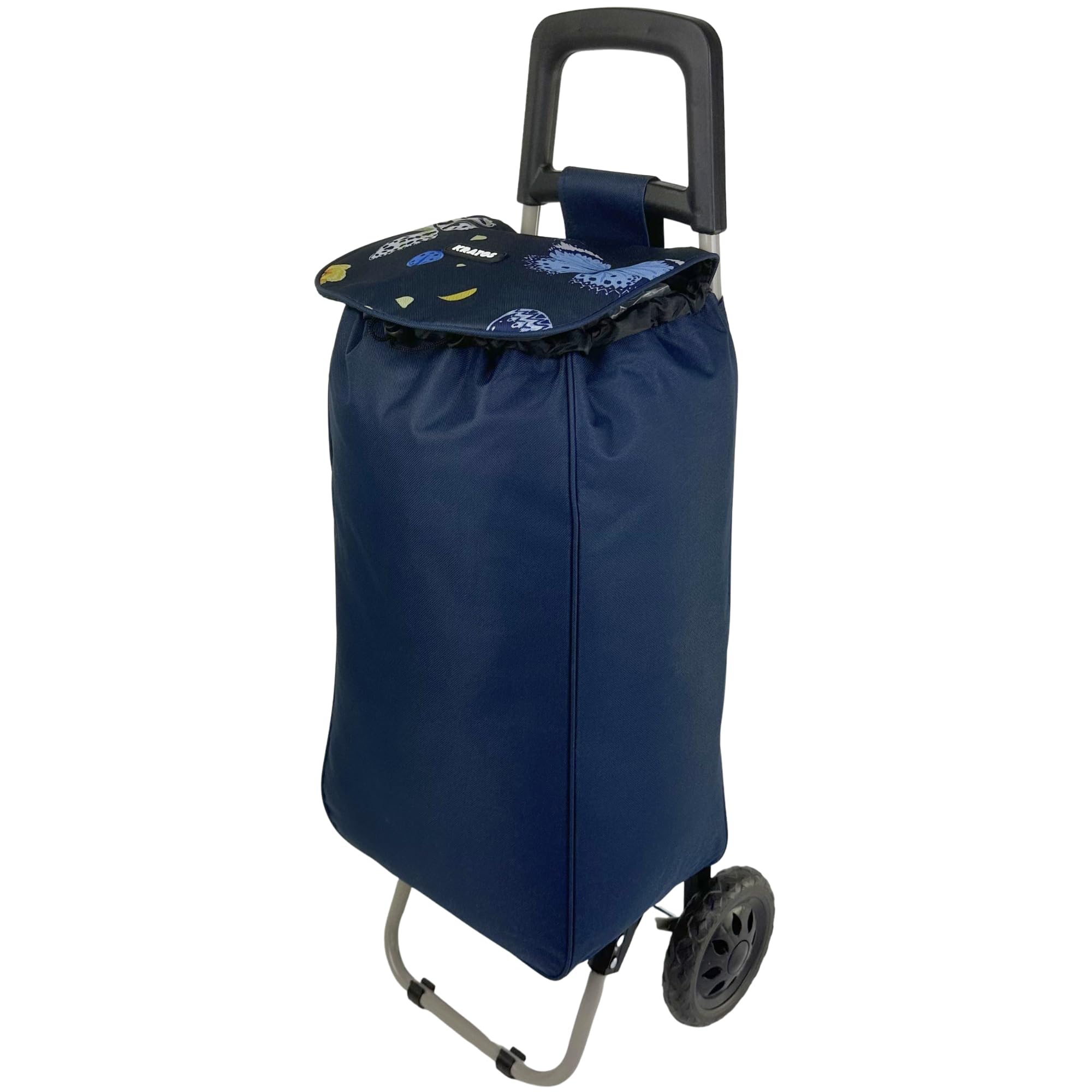 Fergana - Foldable shopping trolley: large-capacity, lightweight, waterproof, and easy to maneuver. Ideal for groceries, laundry, and markets; compact for storage. (Butterfly Blue, Large)