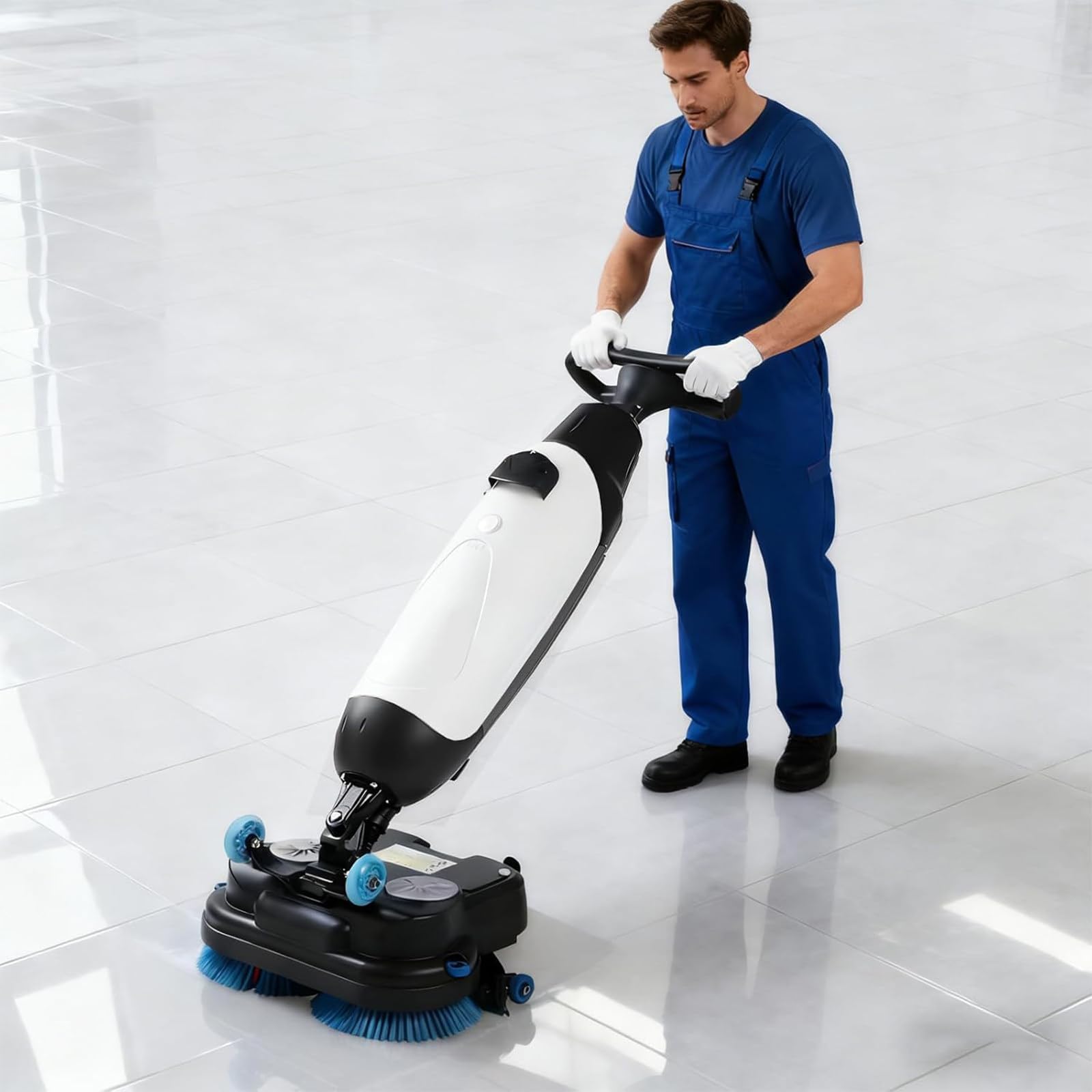 Laveuse et autolaveuse de sols Professionnelle, capacité de Couverture de 13 000 pi²/h, autolaveuse à Double Brosse pour Tous Types de sols. White