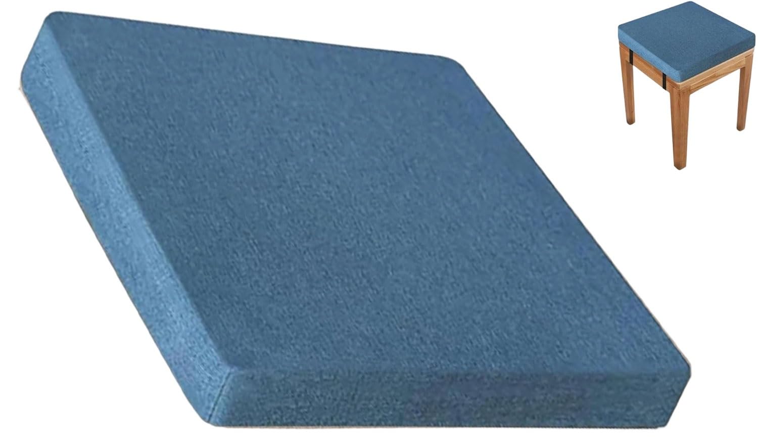 SDNAM Memory Foam Square Seat Cushion 3/5/8/10cm thick,25/28/30/35/40/45/50cm Stool Cushion, Chair Pad with Removable Cover for Dining Kitchen Bar Chairs(Q11,45x45x3cm) — image 1