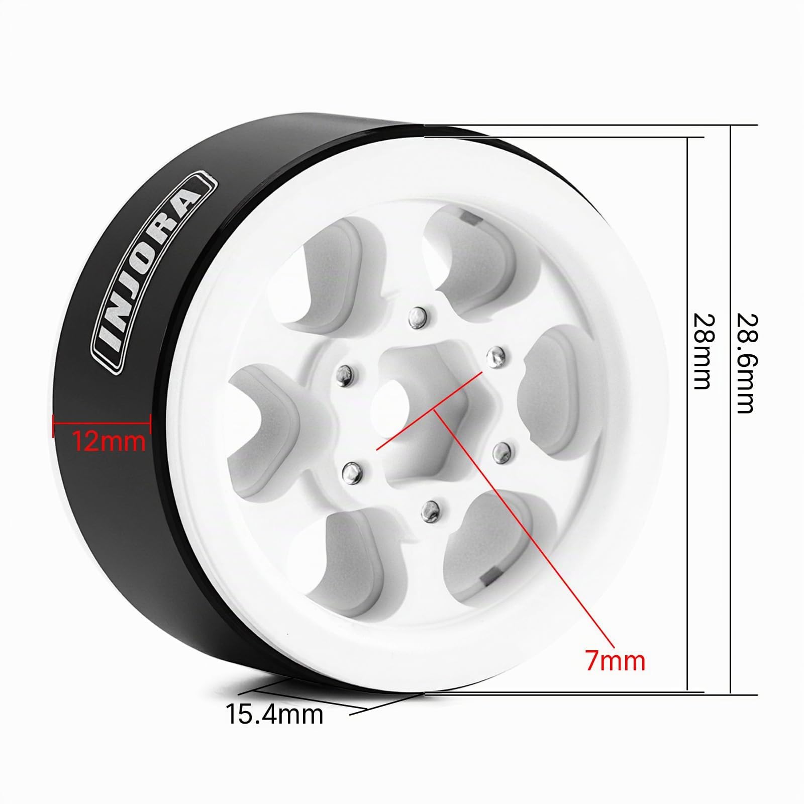 INJORA Jante Aluminium 1.0 Beadlock à Déport Négatif pour TRX4M Ascent18 SCX24 FCX24 1/24 1/18 RC Crawler