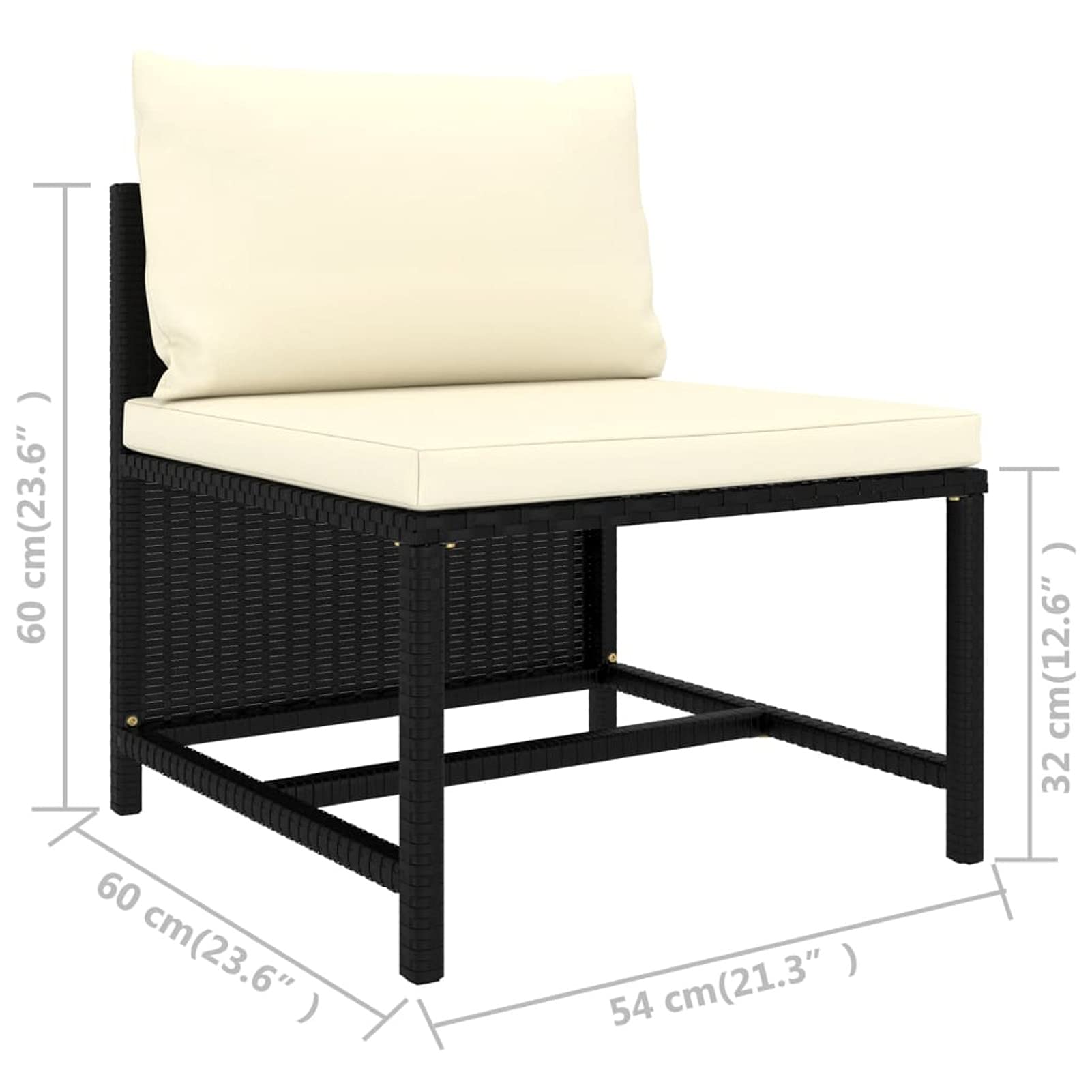 Divano da Giardino a 3 Posti con Cuscini in Polyrattan Nero,Divano da Giardino,Divanetto da Giardino Esterno-313513
