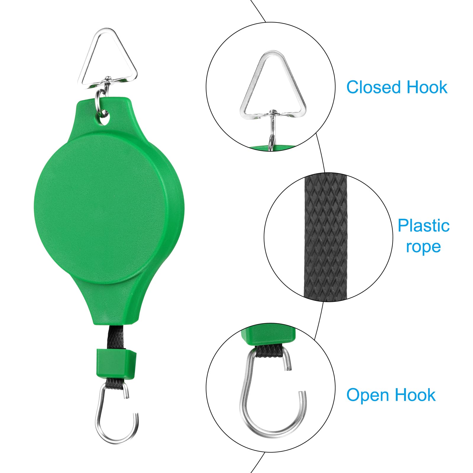 PATIKIL Plant Hanger, 8 Pcs Pulley Retractable Hanging with Ceiling Hook Indoor and Outdoor Plant Pots Holder - Image 4