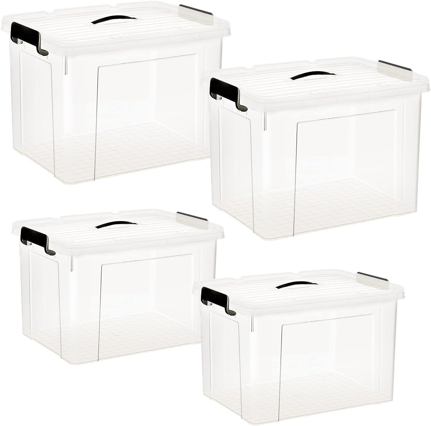 HOHAOO Storage Boxes with Lids,Stackable Storage Boxes Clear Plastic