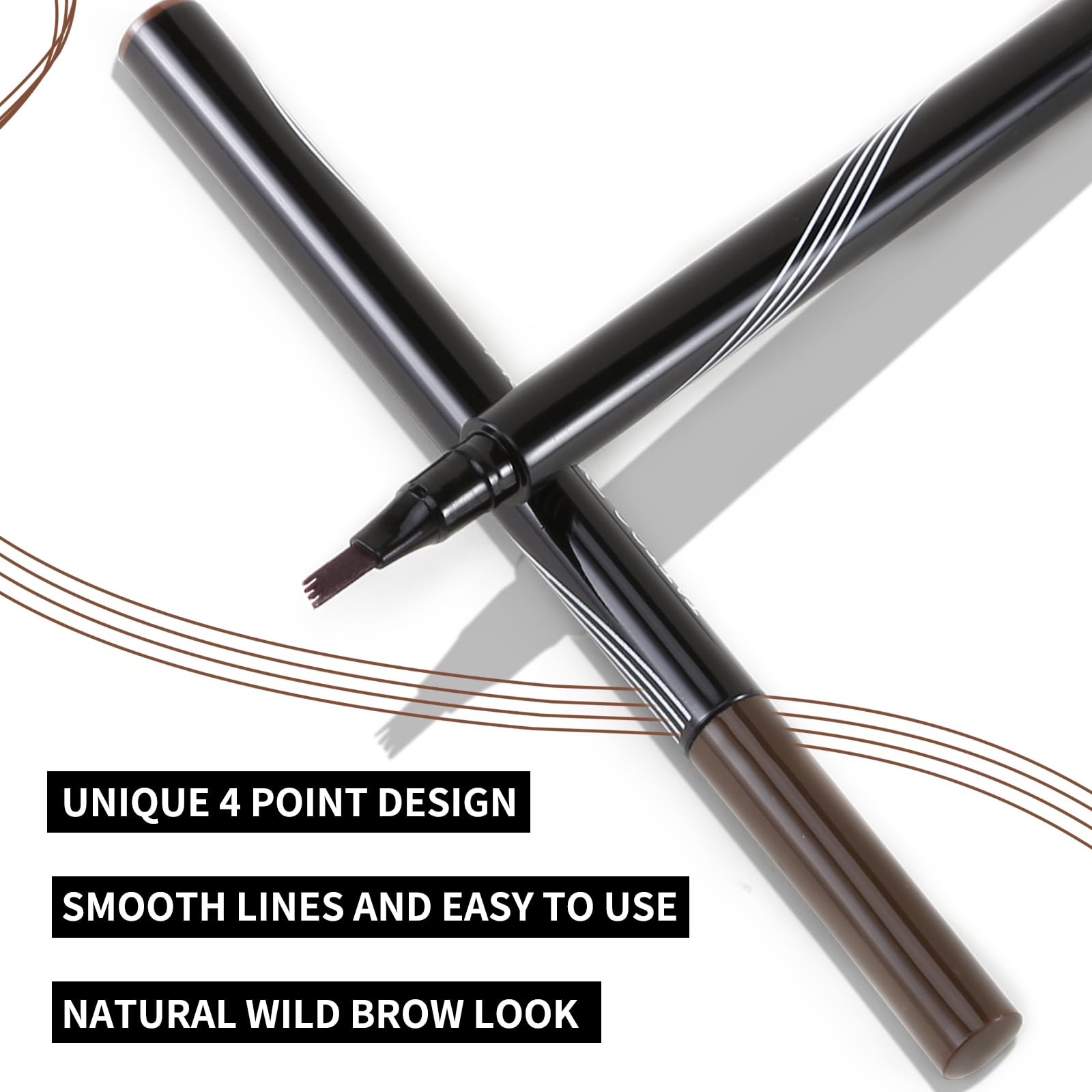 Boobeen Waterproof Eyebrow Pen-Micro Tip Eyebrow Pencil, Liquid Eyebrow Fork Tip Pen, Crea Sopracciglia 3D Naturali, Lunga Durata