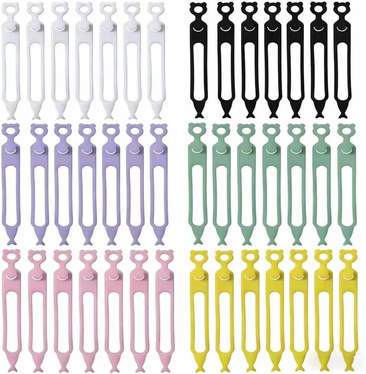 Cord Organizer 42PS Silicone Cable Ties Reusable Weatherproof Travel Cable Organizer High Elasticity Wraps for Bundling Earphone Phone Charger Computer Cords Wire Straps in Home Office Kitchen School