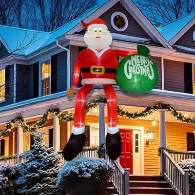OurWarm 15FT Christmas Inflatable Outdoor Decoration, Climbing Santa Giant Christmas inflatables Christmas Blow Ups with LED Lights, Inflatable Christmas Decorations Outdoor for Lawn Yard Xmas Decor