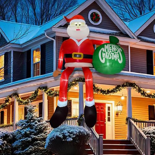 Image of OurWarm 15FT Christmas Inflatable Outdoor Decoration, Climbing Santa Giant Christmas inflatables Christmas Blow Ups with LED Lights, Inflatable Christmas Decorations Outdoor for Lawn Yard Xmas Decor