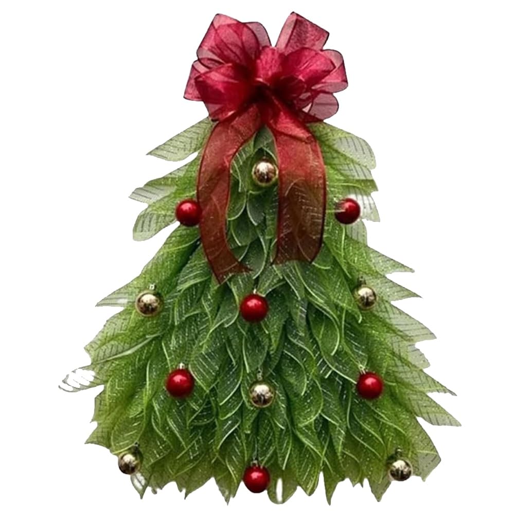 CTRLZS Handmade Christmas Tree Wreath for Front Door, Front Door Wreath Door Hanging Christmas Wreath Holiday Decoration