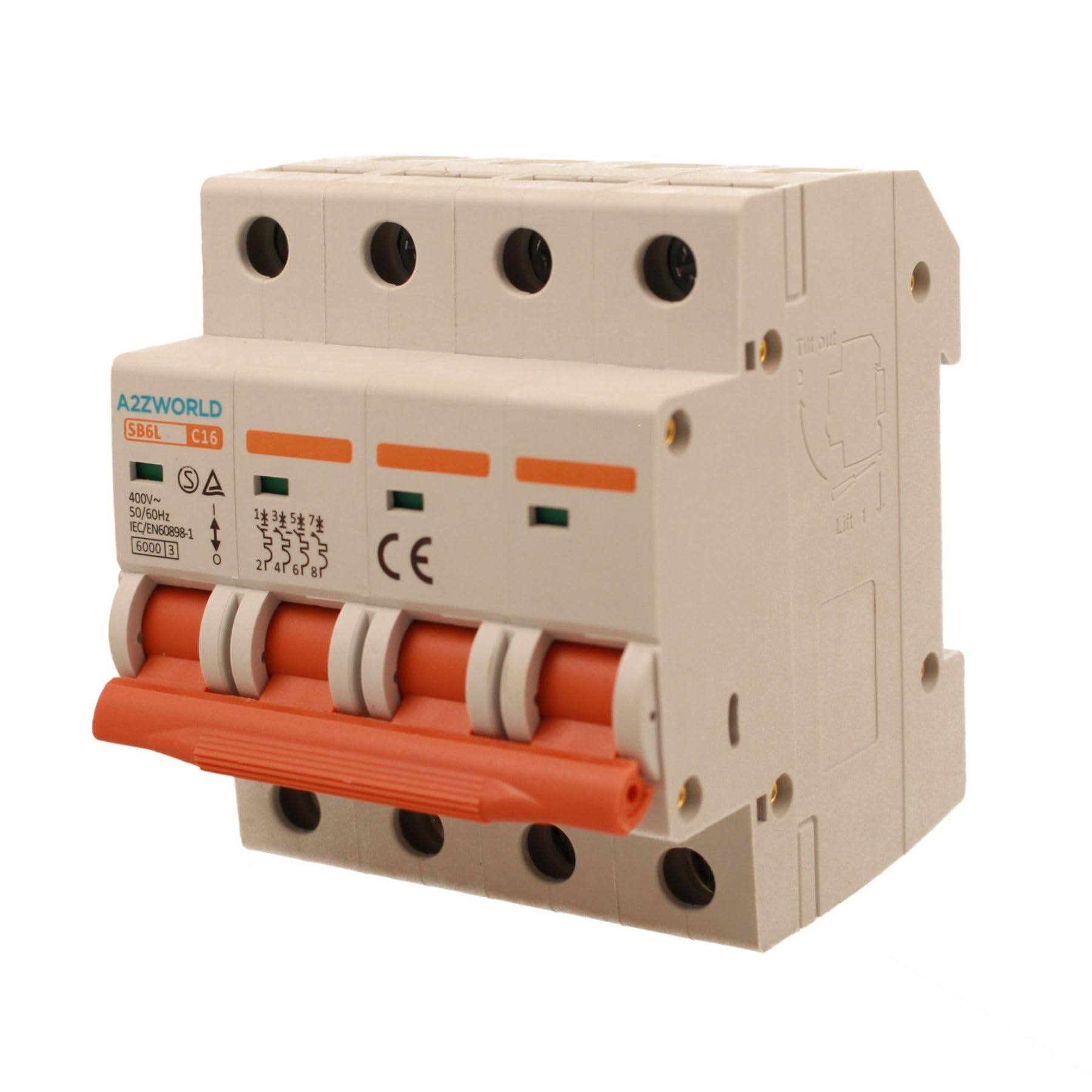 ZOREI Interrupteur magnétothermique automatique, 4P quadripolaire 220 V et 380 V, pour monophasé et triphasé, occupe 4 modules DIN, disponible jusqu'à 40 A