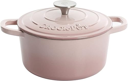 Crock Pot 109473.02 - Horno de hierro fundido redondo con superficie antiadherente, Round, Blush