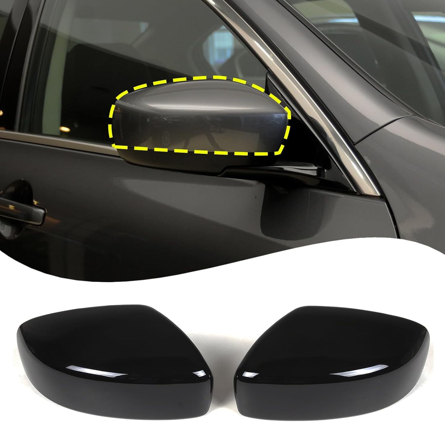 Lcojicep Car Door Side Mirror Cover Trim Compatible with Infiniti G37 2008-2013/ G25 Q40 Q60,Outside Door Mirror Cover Trim, Exterior Rearview Mirror Cap ABS (Piano Black)