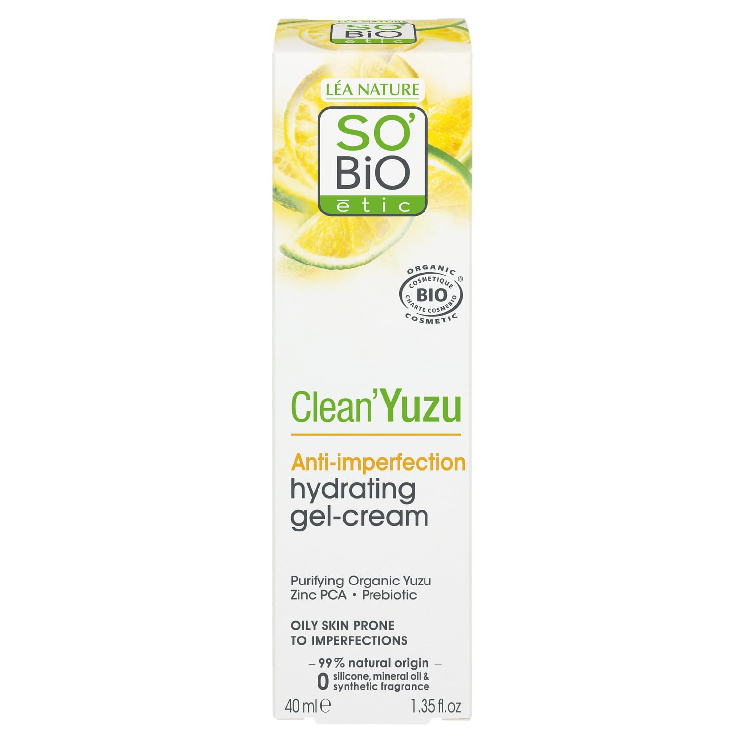 SO'BIO ETIC Clean'Yuzu Gel-Crème Hydratant Anti-Imperfections Visage Yuzu Bio et Zinc PCA 40ml - Lot de 3