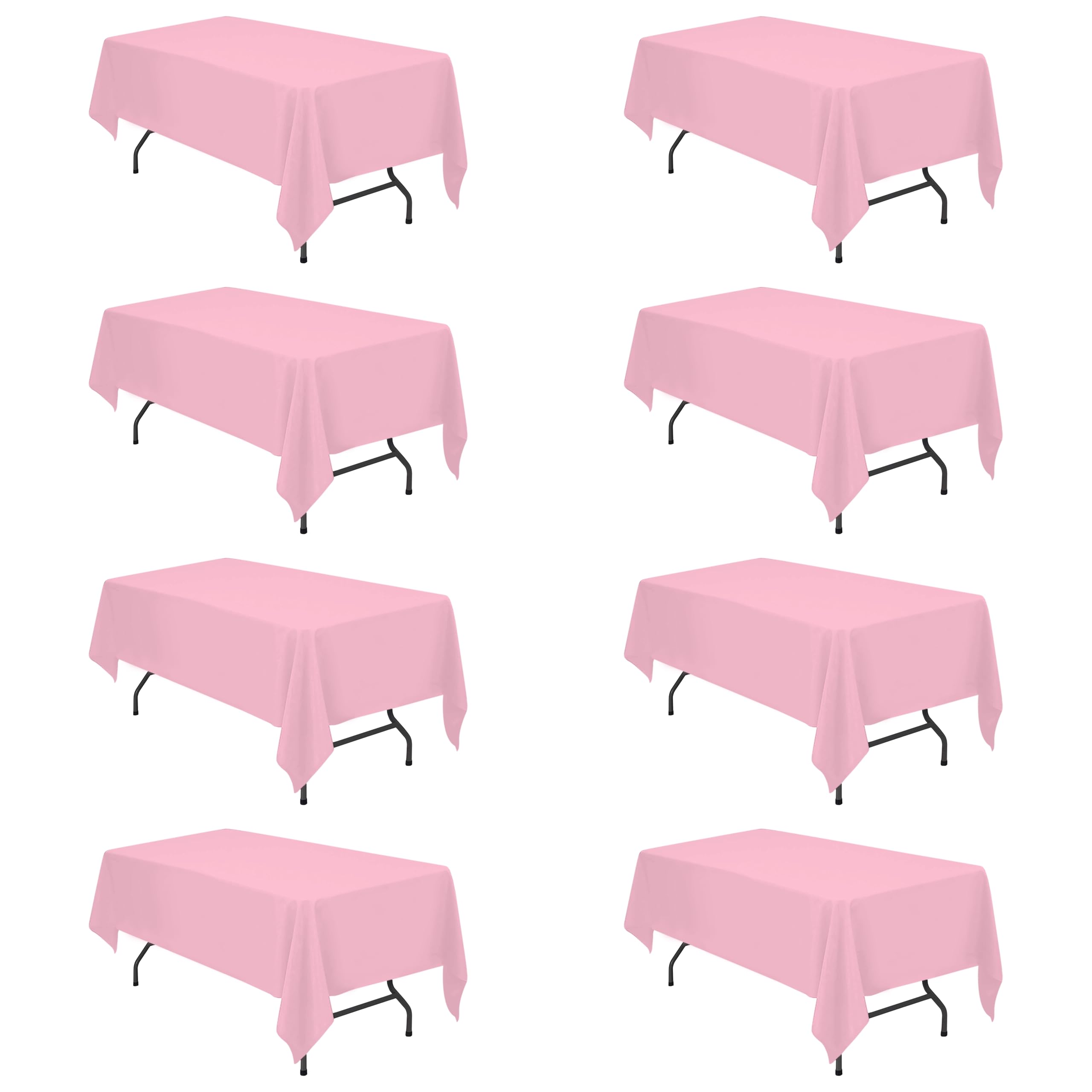 Photo 1 of 8 Pack Pink Tablecloths for 6 Foot Rectangle Tables 60 x 102 Inch - 6ft Rectangular Bulk Linen Polyester Fabric Washable Long Clothes for Wedding Reception Banquet Party Buffet Restaurant Pink 60x102 In, 8 Pack