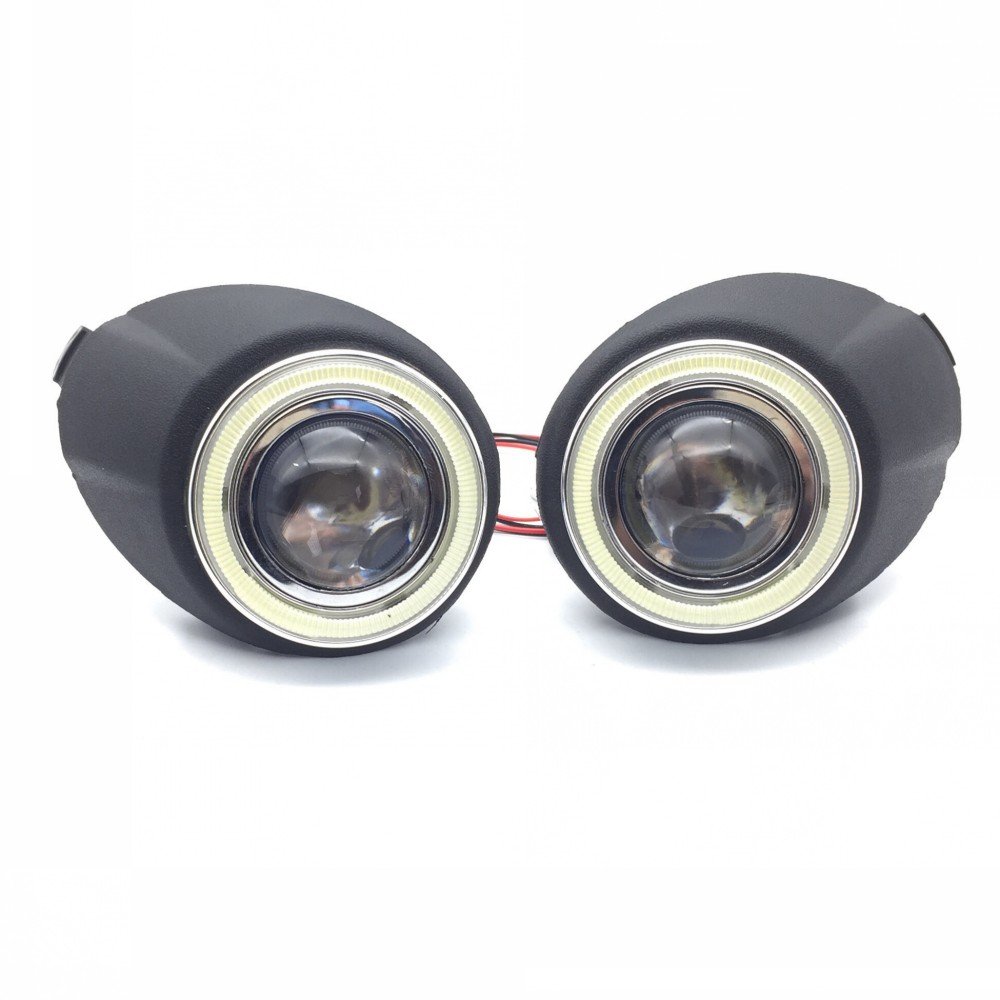 AupTechLed DRL Angel Eyes Fog Light Exact-Fit Fog Bumper Cover for Ford Focus 2012-2014