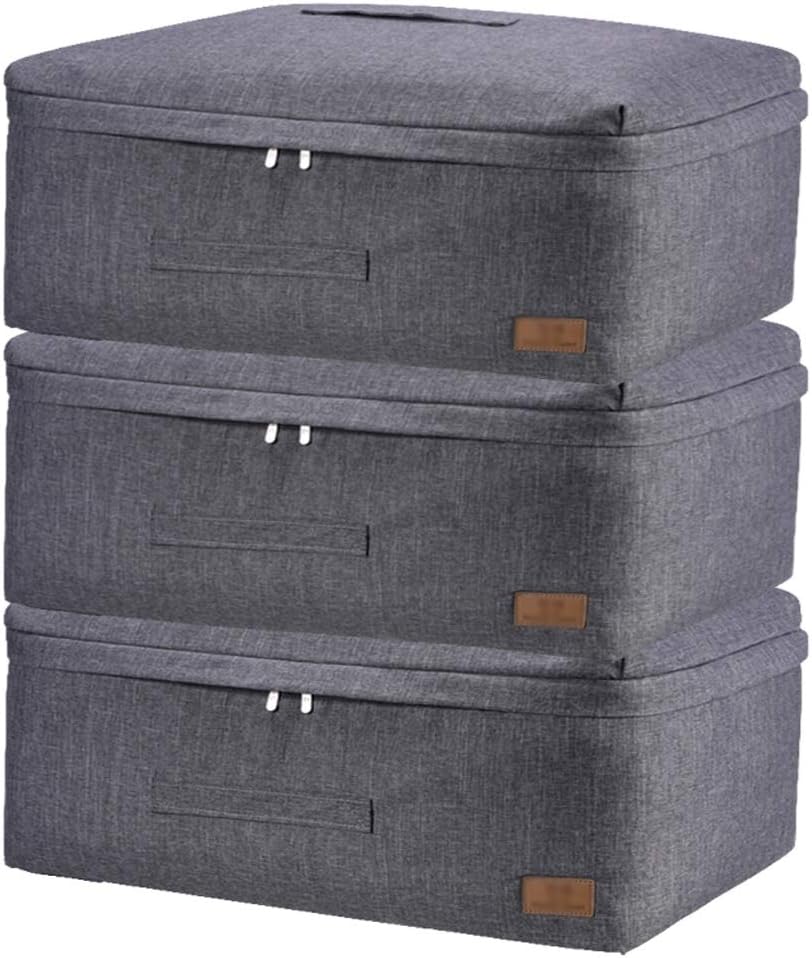 Clothes Storage Bag Organizer 3-piece Large Storage Bag Thickened Three-layer Fabric Storage Bag Under Bed Storage for Quilts, Clothing, Sundries Storage Bag Suitable for Home Wardrobe Folding Organiz
