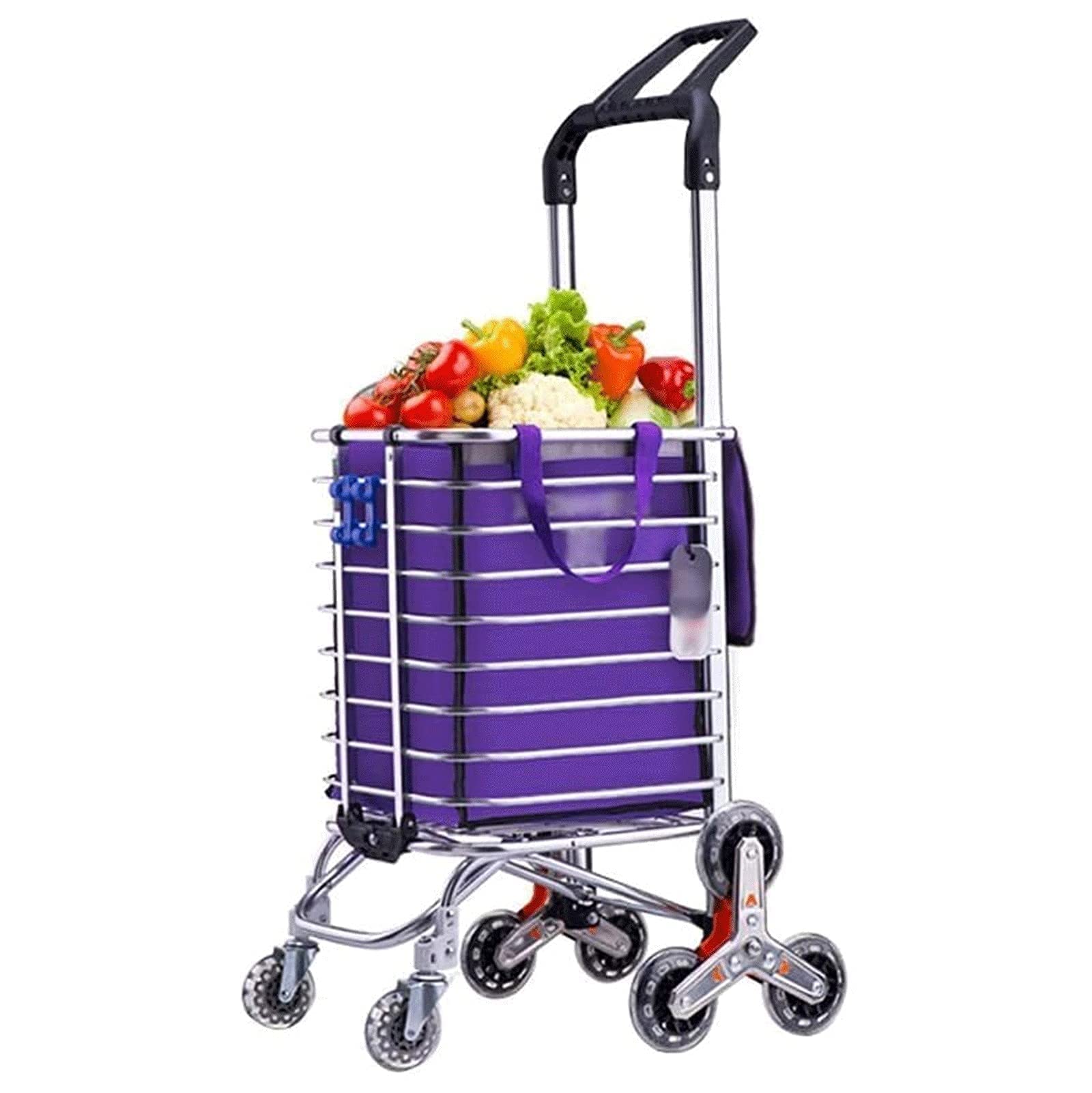 Port-Einkaufswagen, Kleiner Ziehwagen, zusammenklappbarer Handwagen, Kinderwagen, Klettertreppenwagen, LKW, 8 Räder verstellbar