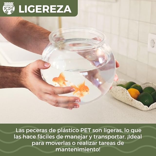 Foto 5 de 7 de Mobiclinic® Pets, Pecera pequeña, Nemo, 4 litros, Plástico Pet Eco, Redonda, Diseño Transparente, 20x20x17