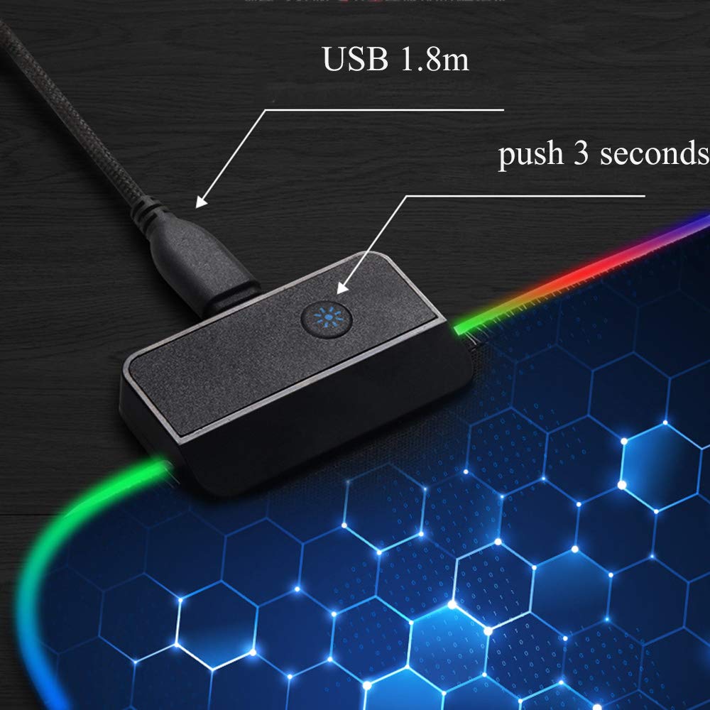 Alfombrilla De Ratón Led Grande for Juegos,Alfombrilla De Escritorio Colorida De Red con Modos De Iluminación RGB,Almohadilla De Juego Creativa,Alfombrilla De Mesa De Computadora Impermeable De Goma A