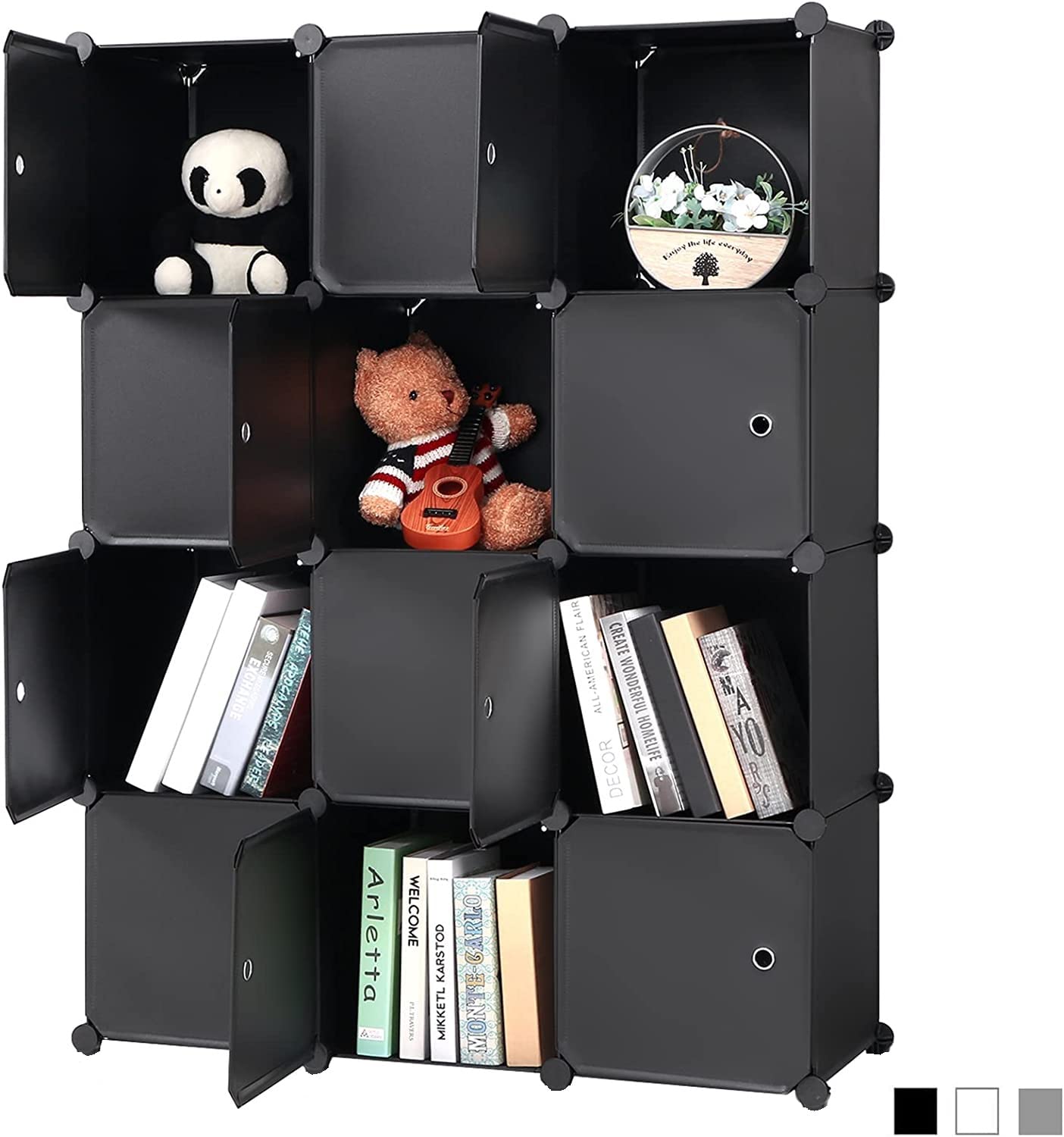 KRISHYAM Portable Closet Wardrobe Cube Wardrobe for Hanging Clothes, Modular Cabinet for Space Saving, Ideal Storage Organizer Cube for Books, Toys, Towels (Black Plain)