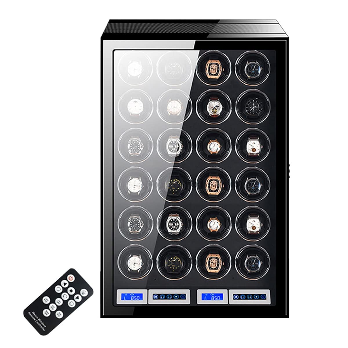 CGCSYZ Automatic Watch Winder For 24 Watches Fingerprint Unlock Watch Winder Box Built-in Illumination LCD Touchscreen Control