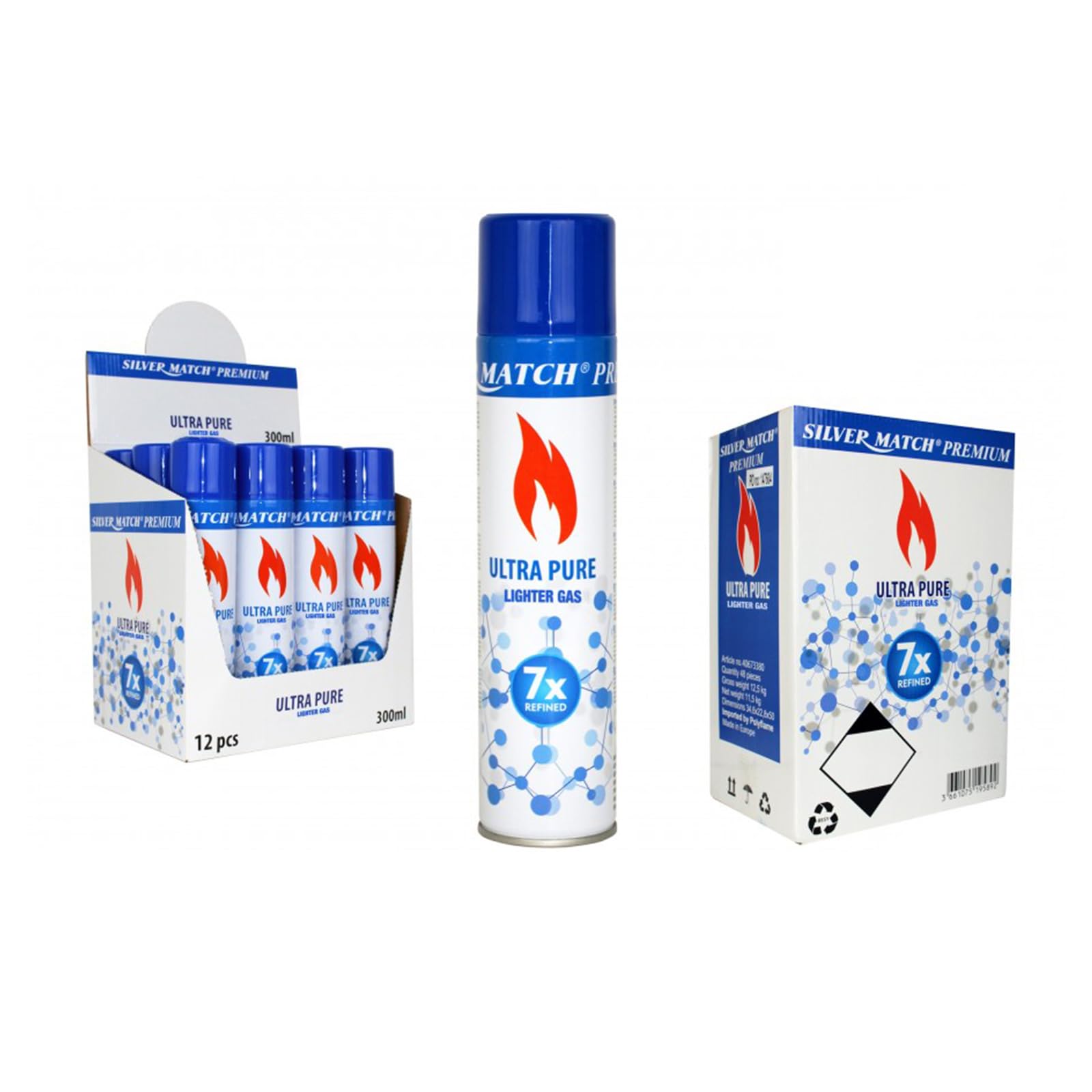 Butano Gas para Mecheros Encendedores Ultra Puro Refinado 7 Veces 300 ml con 5 Adaptadores (12)