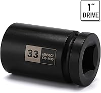 Vista 5 de EMENTOL Zócalo de impacto de tuerca de eje de husillo profundo de 1 pulgada, CR-MO, 6 puntos, métrico, profundo 6PT Socket de impacto - 1.299 in