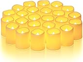Homemory 24Pack Flickering Flameless Votive Candles,200+Hour Electric Fake Candles,Battery Operated LED Tealight for Wedding,Outdoor,Table,Halloween,Christmas Decor(Warm White,Battery Included)