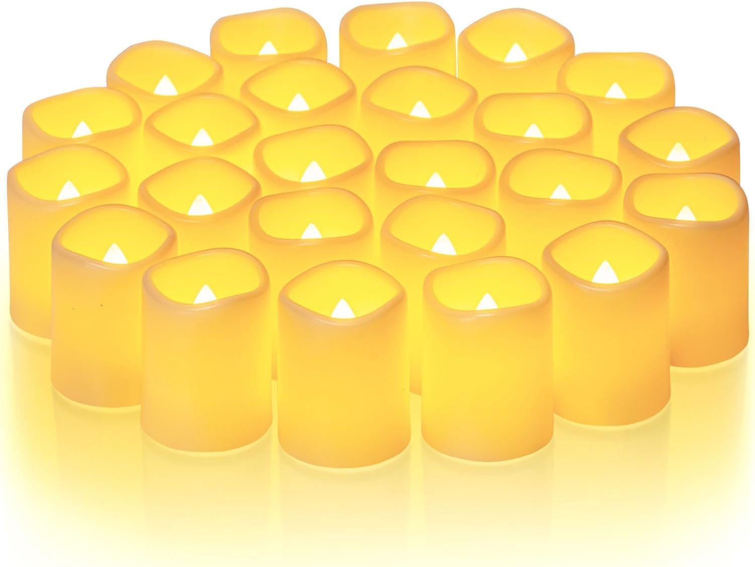 Homemory 24Pack Flickering Flameless Votive Candles for Wedding Decoration, 200+Hour Warm White Battery Operated LED Tealight, Electric Fake Candles for Party, Receptions,...