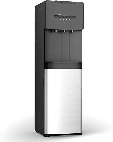 Euhomy Self-Cleaning Bottom Loading Water Dispenser, 3 Temperatures(Cold/Hot/Warm) with Child Lock, Display Light, Suitable for Apartments, Schools, Companies, Black&Silver