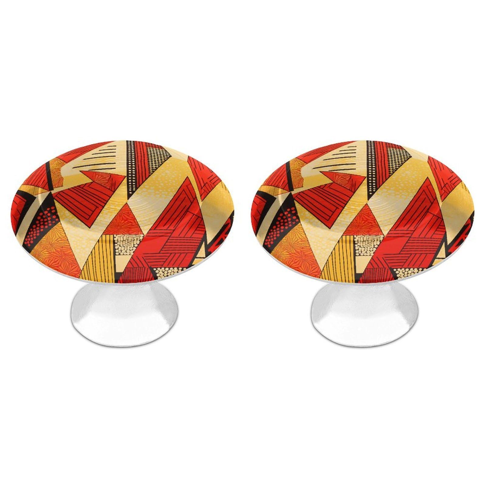 FekiLoot Round Cabinet Knob 2 Pack Kitchen Drawer Knobs Stainless Steel Round Drawer Pulls Modern Cabinet Hardware African Style Prints Drawer Hardware for Dresser Closet Door Knobs