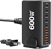 Cargador rápido USB C de 600W, estación de carga de 8 puertos, hub de estación de carga multipuerto GaN III para múltiples dispositivos, estación de carga USB multipuerto compatible con MacBook, iPhone, iPad, Dell 1