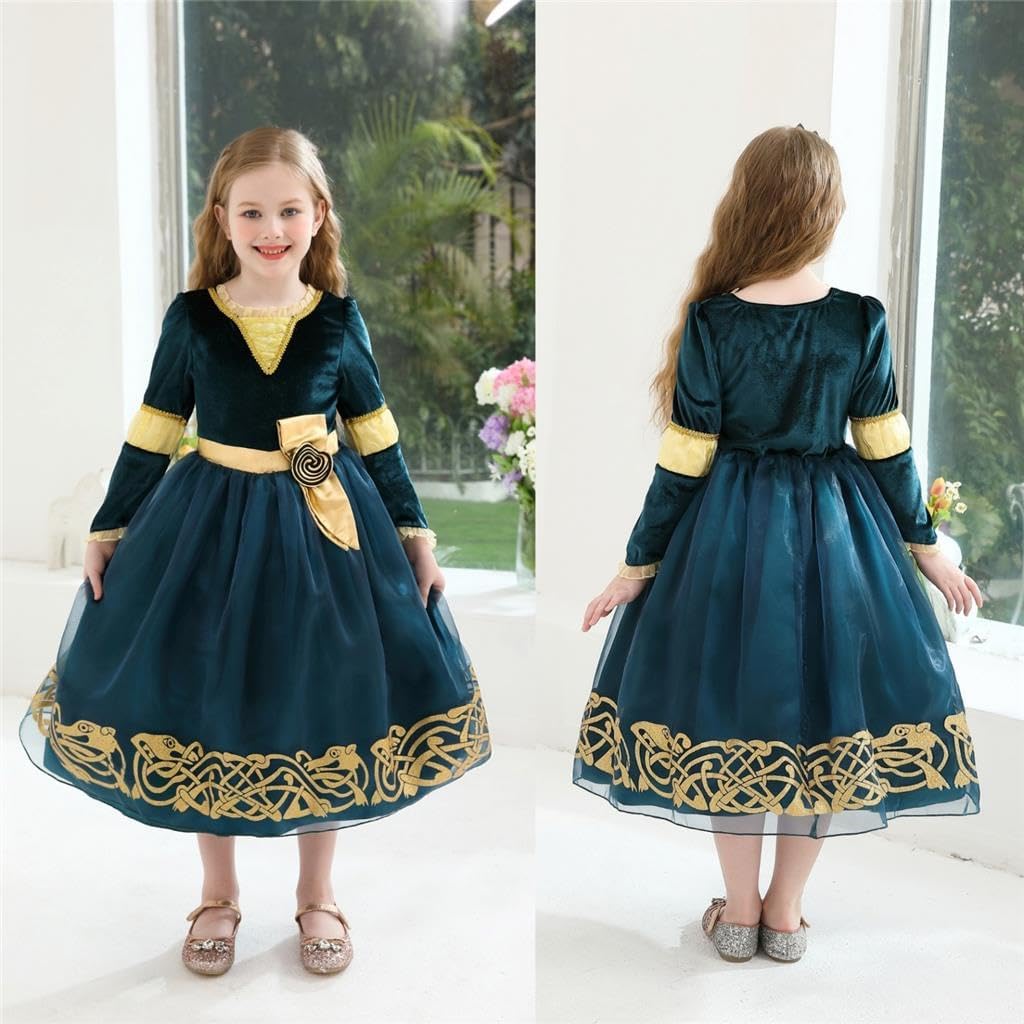 Dressy Daisy Girls Brave Princess Costume Toddler Medieval Renaissance Dress for Halloween Birthday Party Role Play Size 2-12 - Image 6